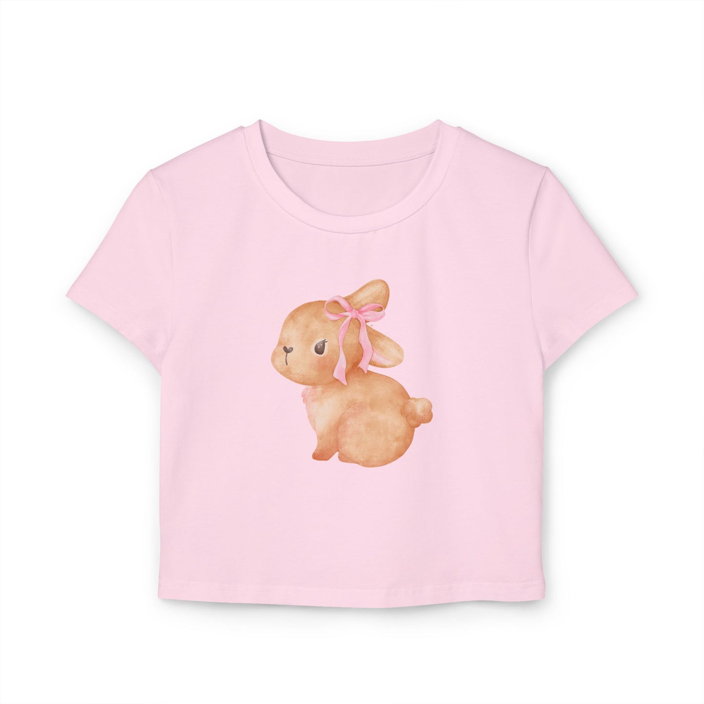Cute Pink Ribbon Bunny Women's Casual Baby Tee