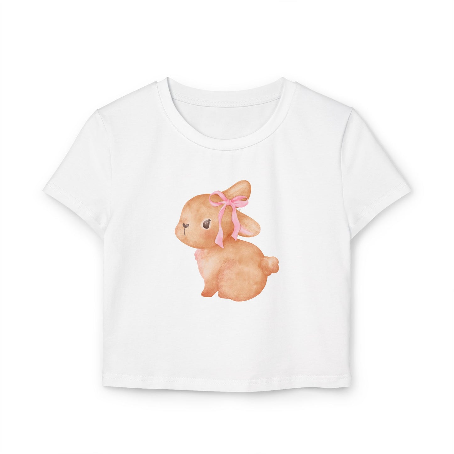 Cute Pink Ribbon Bunny Women's Casual Baby Tee