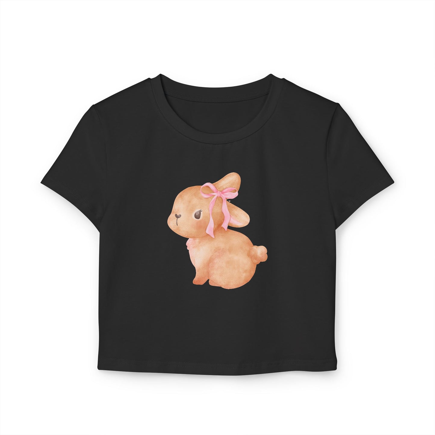 Cute Pink Ribbon Bunny Women's Casual Baby Tee