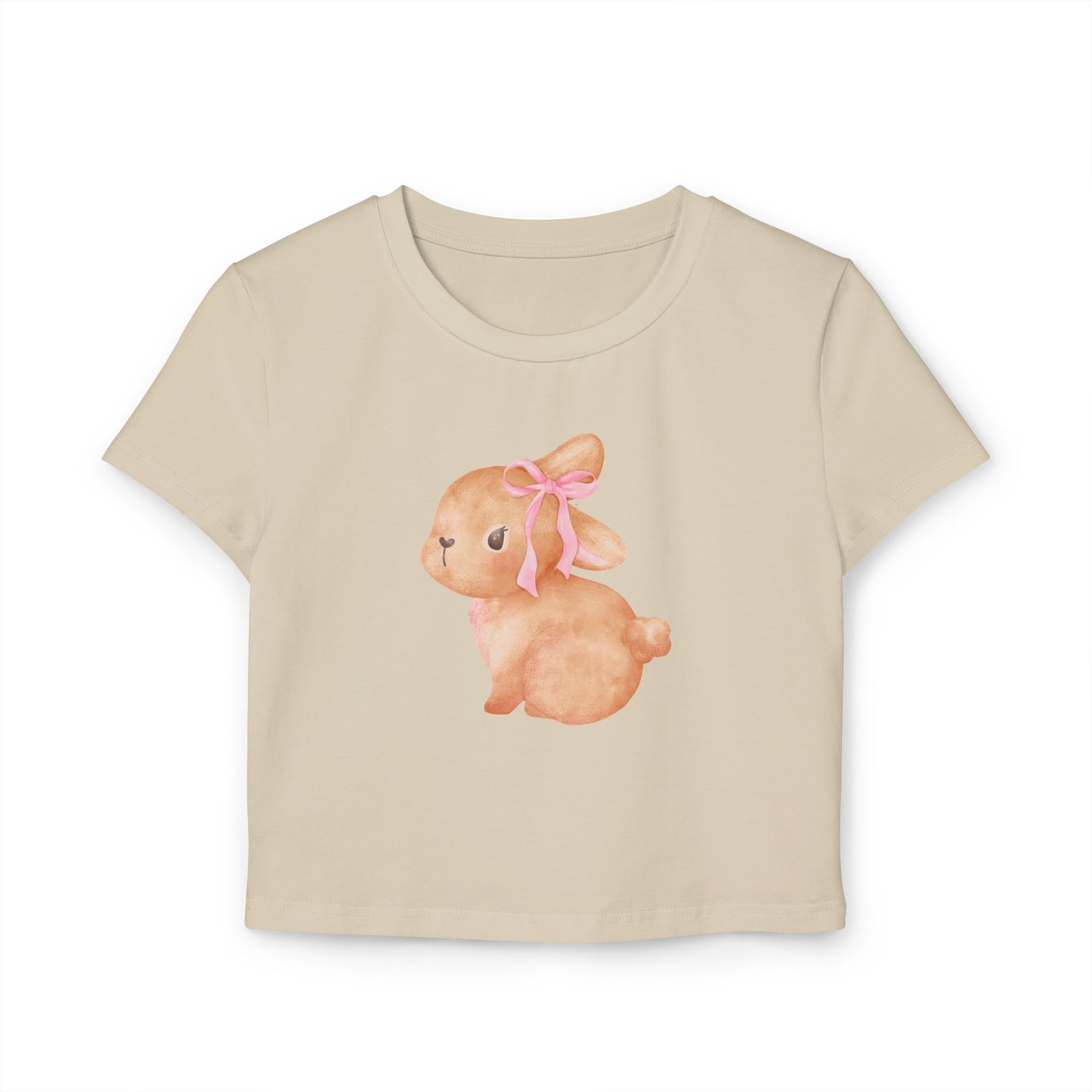 Cute Pink Ribbon Bunny Women's Casual Baby Tee